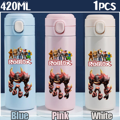 Roblox Anime Water Bottle DynaBlocks 304 Stainless Steel Thermos Cup 420ML Gourde Game Straight Drinking Cup Holiday Gifts