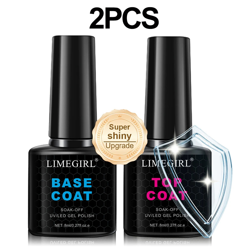 LIMEGIRL 8ml Gel Nail Polish Kit with UV Nail Lamp Electric Nail Drill UV Soaking Gel Base and Top Coat Gel Polish Nail Tool Kit