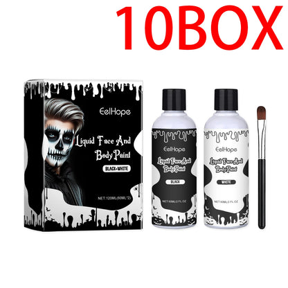 Eelhope Halloween Quick Dry Liquid Face Paint Body Paint Costume Party Waterproof Face Body Art Makeup with Brushes Washable
