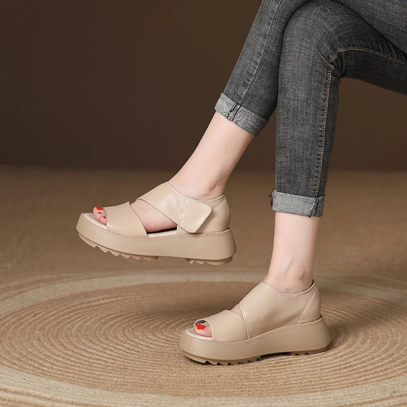 Women's Soft Muffin Sandals Breathable Retro Roman Sandals Thick Bottom Roman Women's Sandals
