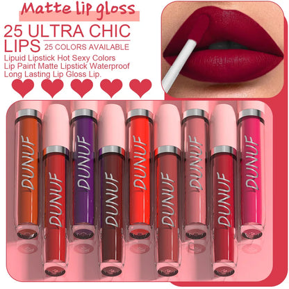 25 Color Velvet Matte Lipstick Liquid Waterproof Sexy Red Matte Lip Glaze Non-Stick Halloween Makeup Not Easy To Fade Lip Gloss