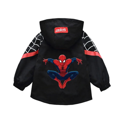 Boys Spiderman Hooded Jackets 1-10 Years Girls Spring Autumn Stitch Print Sports Coats Children Cartoon Outerwear Kids Clothes