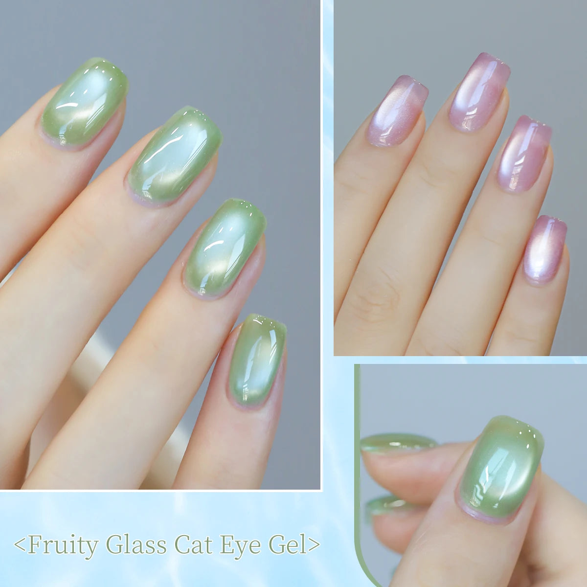 10pcs Glass cat eye nail polish gel Set 2025 new style Blue Pink cat eye nail art suitable for women's nail salon