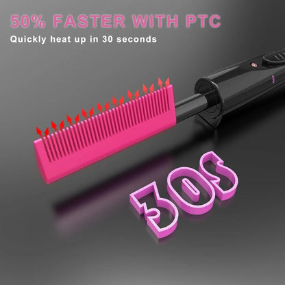 Dual Voltage Hot Comb, 450°F Ceramic Hot Comb for Wigs, Fast Heating Electric Pressing Comb for Natural Black Hair