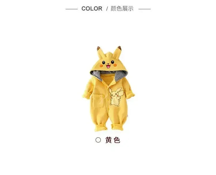 New Cute Cartoon Pokemon Pikachu Baby Pyjamsa Newborn Winter Long-Sleeved Kids Rompers Clothing Babies Toddler'S Clothes  Onesie