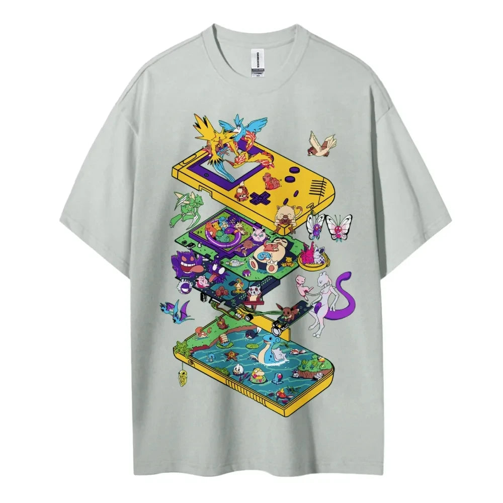 Pokemon T-shirt Men's Pure Cotton Casual  Round Neck T-shirt Short Sleeve Clothing Summer Sports Casual Short Sleeve Top