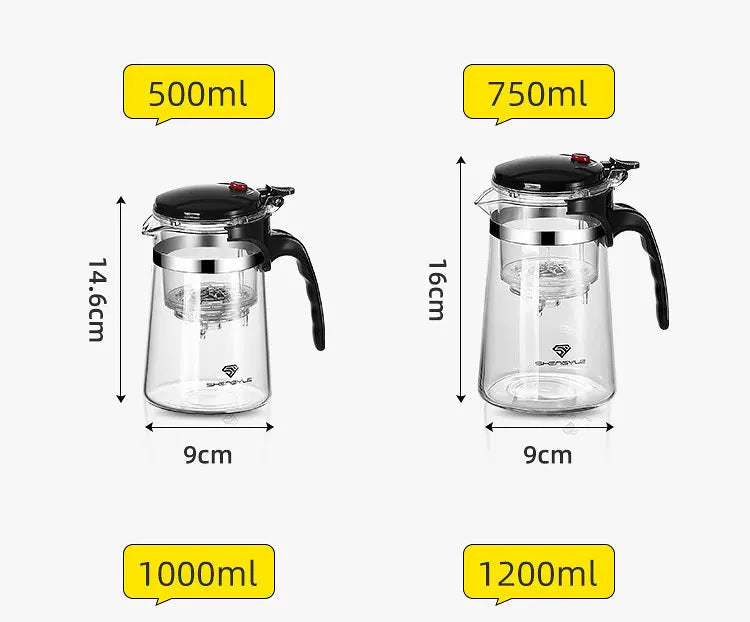 Heat Resistant Glass Teapot One-click Filtering Tea Pot Tea Water Separation Filter Tea Maker Coffee Pot Home Flower Teaware