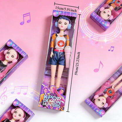 60cm Large Musical Plastic Kpop  Dolls | Posable Moving Eyes Rumi Mira Zoey Princess DIY Birthday Gifts