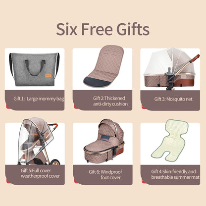 All-in-One Luxury Stroller: Versatile 3-in-1 High Landscape Pram with Reversible Seat Mode