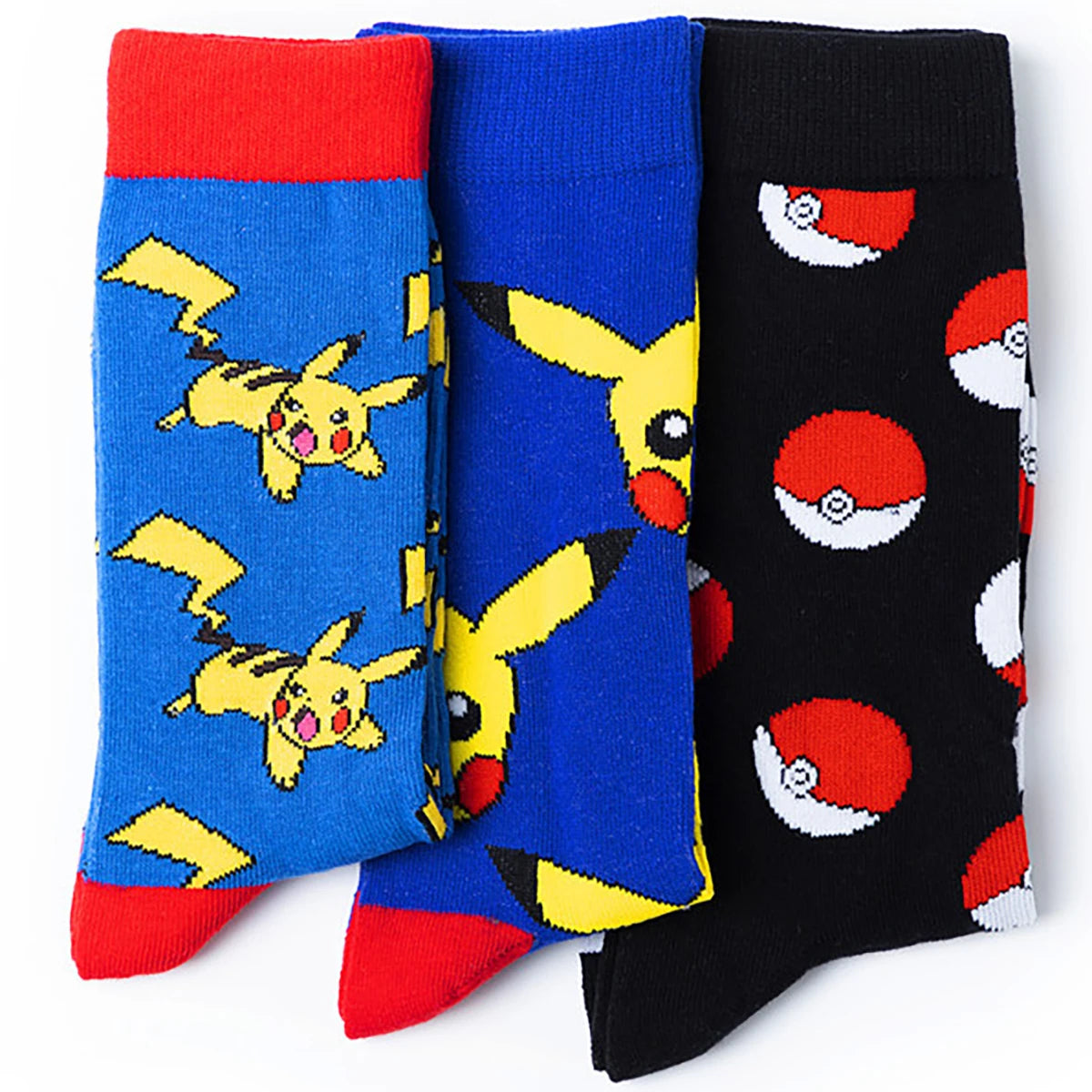 1/3/4 Pairs Pokemon Men's Fashion Trend Long Socks Cartoon Anime Figure Pikachu Eevee Gengar Unisex Athletic Harajuku Socks