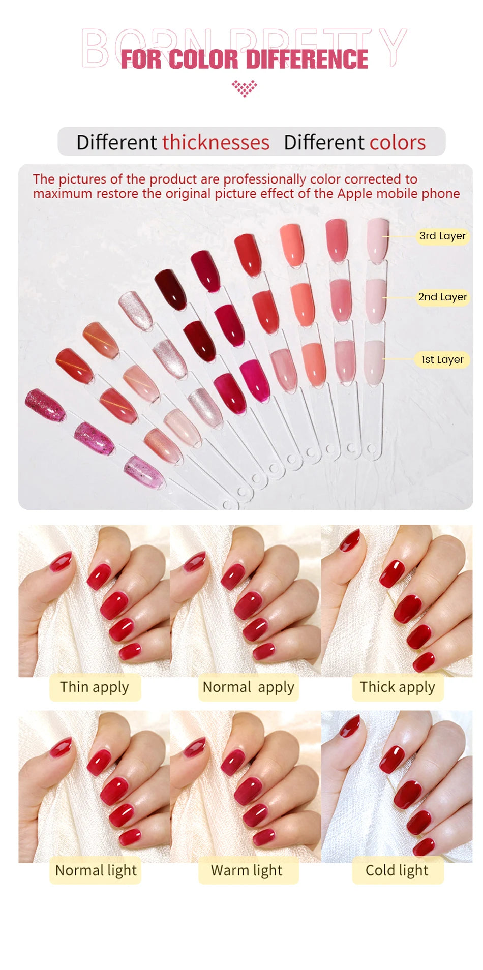BORN PRETTY Sparkling Glass Bead Cat Magnetic Gel Nail Polish Flash White Spar Red Color Semi Permanent Soak Off UV Gel Varnish