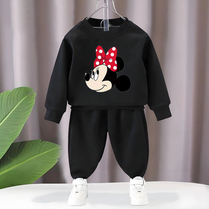Baby Girls Long Sleeve Pullover and Trousers Two Piece Sets DISNEY Fall Children's Hoodies Set Kids Casual Sweatsuits New