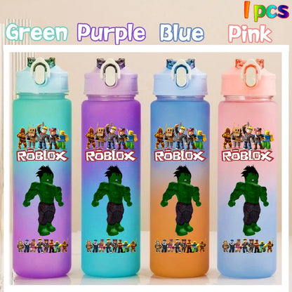 Roblox Anime Cartoon Straw Drink Bottle 750ml Gradient Color Water Cup Game Student Daily Necessities Gourde Boy Holiday Gift