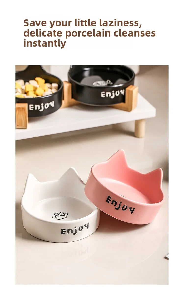 Cat Bowl Black Ceramic Dog Bowl Black Bowl Cat Food Bowl Dog Bowl Dog Drinking WaterCatFood Bowl Pet Water Bowl Anti-overturning