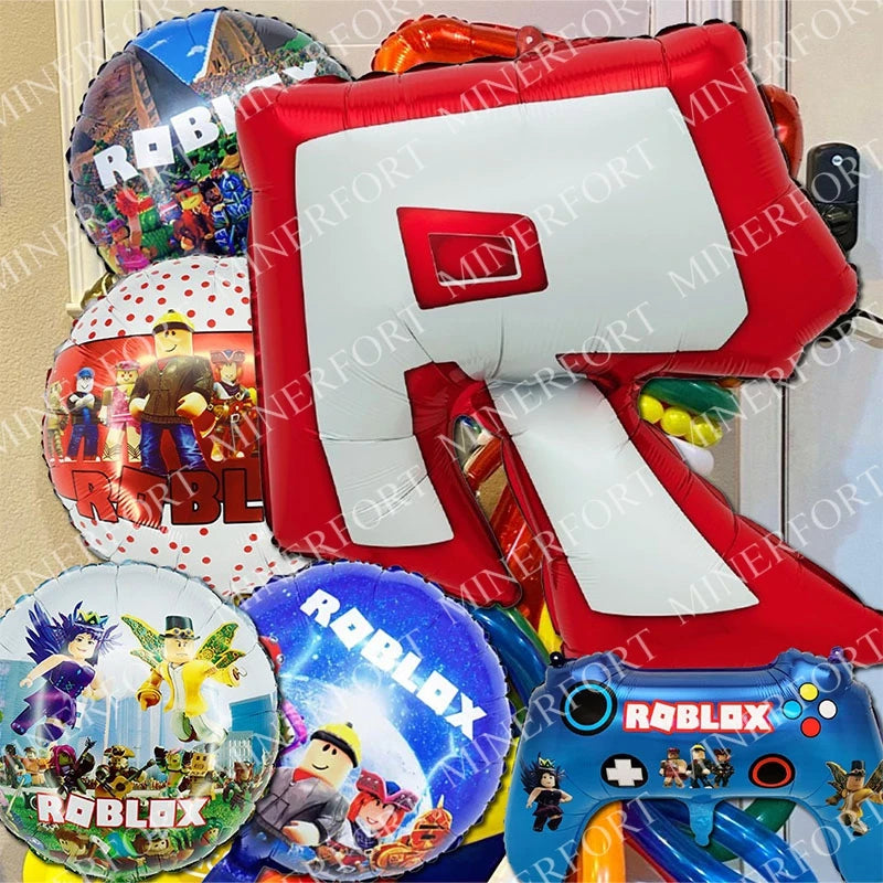 Hot Roblox Aluminum Foil Balloon Combination Themed Cartoon Celebration for Decorating Baby Shower Birthday Party Supplies Gifts
