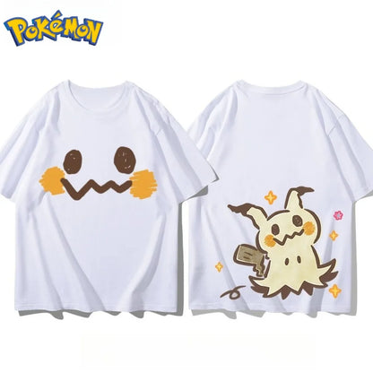 Men's New Pokémon Mimikyu Front and Rear Printed T-shirt Men's and Women's Summer New  Loose Casual Versatile Short-sleeved Top