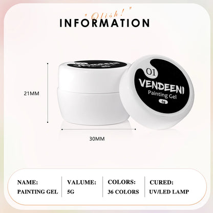 Vendeeni 36 Colors/set DIY Painting UV Gel Graffiti Drawing Nail Art Design Gel Nail Polish With Color Card TPO/HEMA FREE