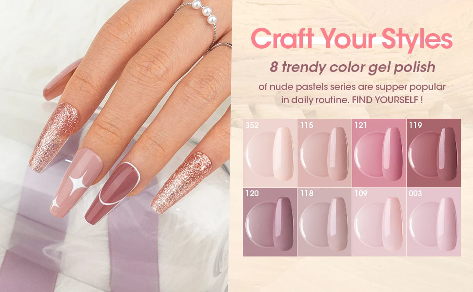 8 Colors Gel Nail Polish Kit with 36W UV Light Nail Dryer 504Pcs Coffin Fake Fails Tips and Glue Prep Top Base Coat Manicure Kit