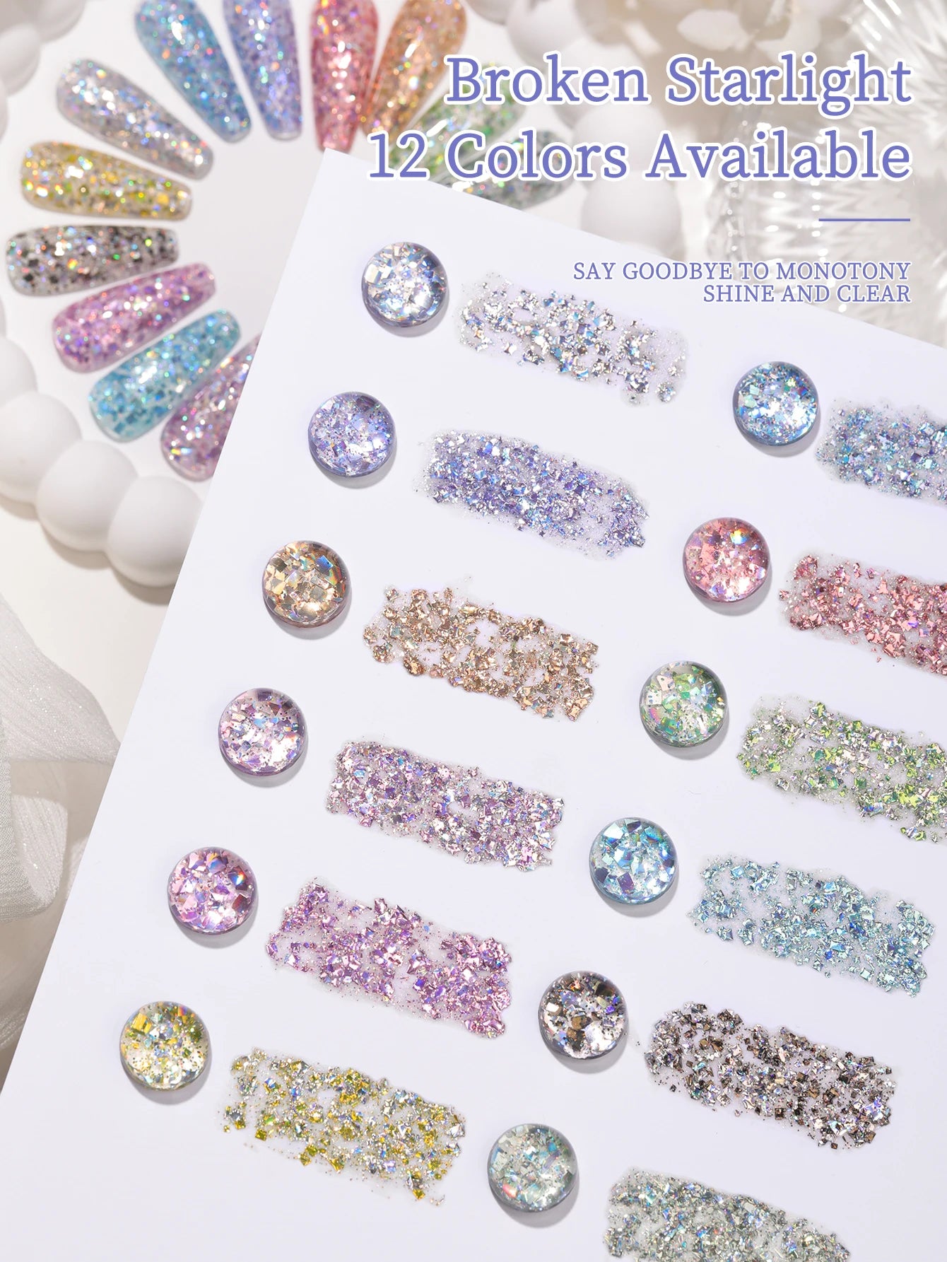 2025 new popular 12-color glittering diamond sequins nail gel, high saturation gloss long-lasting for nail art DIY