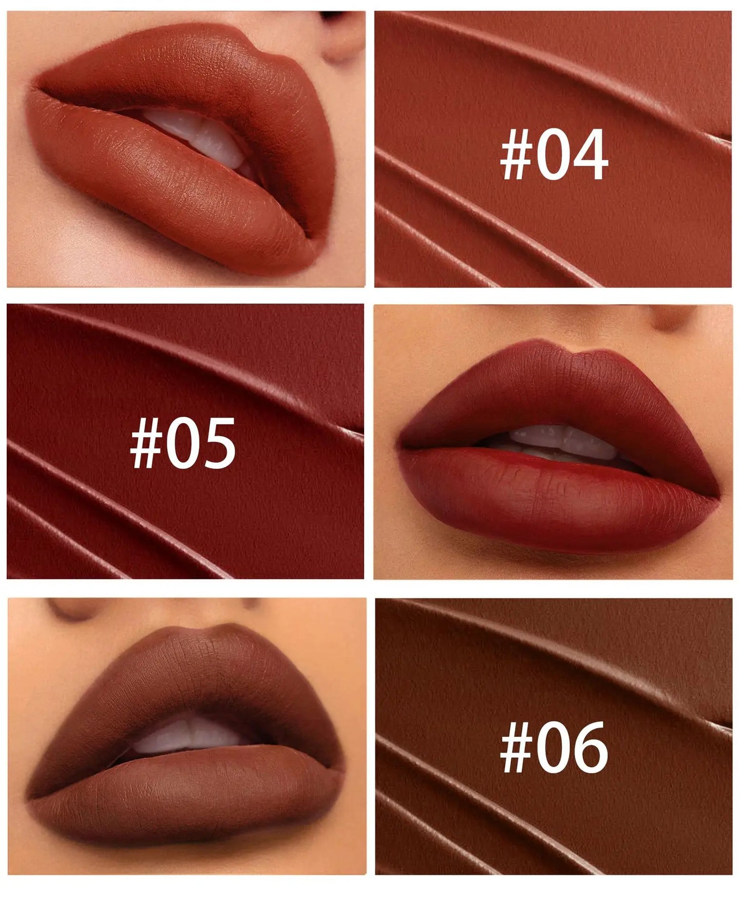 6 Color Matte Lipstick Velvet Dark Brown Lip Gloss Waterproof Lasting Pigments Makeup Nude Coffee Lip Stick Lips Makeup Cosmetic