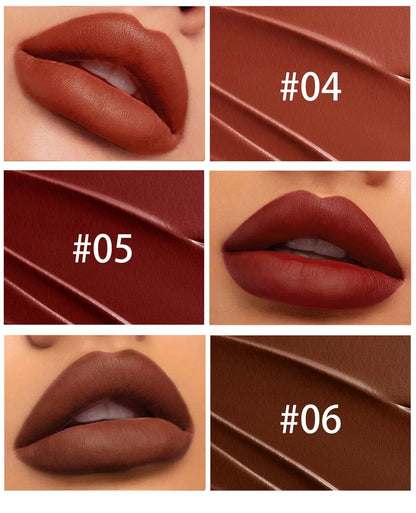 6 Color Matte Lipstick Velvet Dark Brown Lip Gloss Waterproof Lasting Pigments Makeup Nude Coffee Lip Stick Lips Makeup Cosmetic