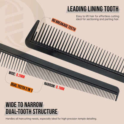 2Pcs NEW Professional Barber Dual Spining Comb Wide and Fine Tooth Cutting Comb Taper Comb for Salon Hairdressing Accessories