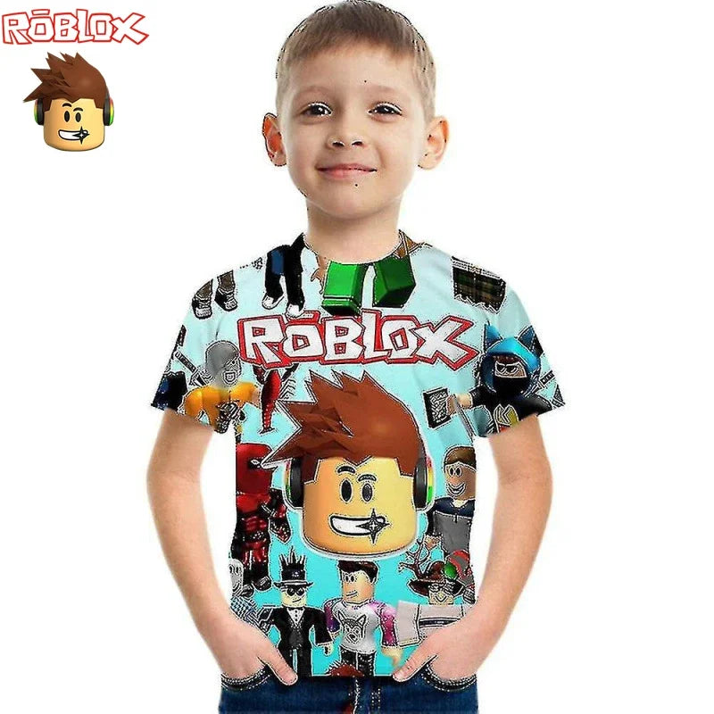 Roblox Children Summer Gamer T-shirt Boys Clothes Girls Anime Short Sleeve