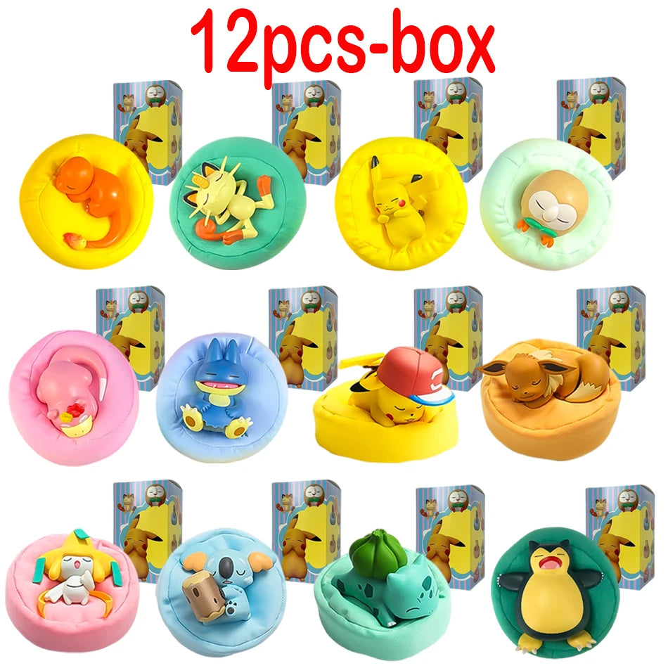 Anime Pok é mon blind box Model Figure 1-12 pcs Pikachu sleep Series Interior Hand Sleeping Position Toys Gift for sfriends