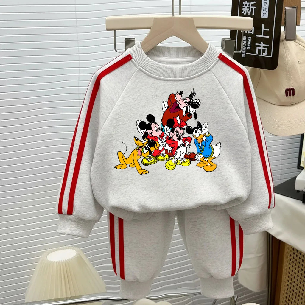 2026 Spring New Style Boys Casual Sweatshirts Set Girls O Neck Hoodies Long Pant Two Piece Children's Fashion Tracksuit Running
