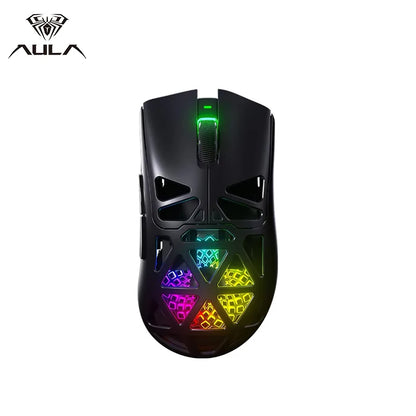 AULA SC620 Wireless Gaming Mouse, Lightweight Design, Multiple Lighting Effects, Customizable Fire Button, Optical Movement Dete