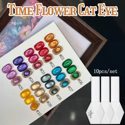 WS 10ML Sunlight Cat Eye Gel Nail Polish Autumn Winter Whitening Wine Red Color Light Sunset Glow Cat Eye Glass Beads Nail Atr