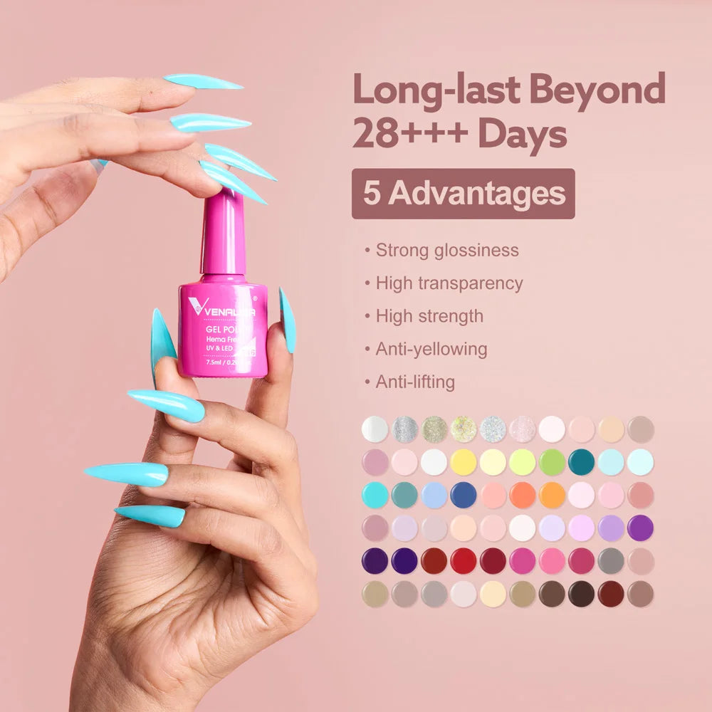 Venalisa VIP5 Nail Gel Polish HEMA/TPO FREE Full Coverage Beautiful Semi Permanent Soak Off UV LED Gel Nail Polish Gel Lacquer