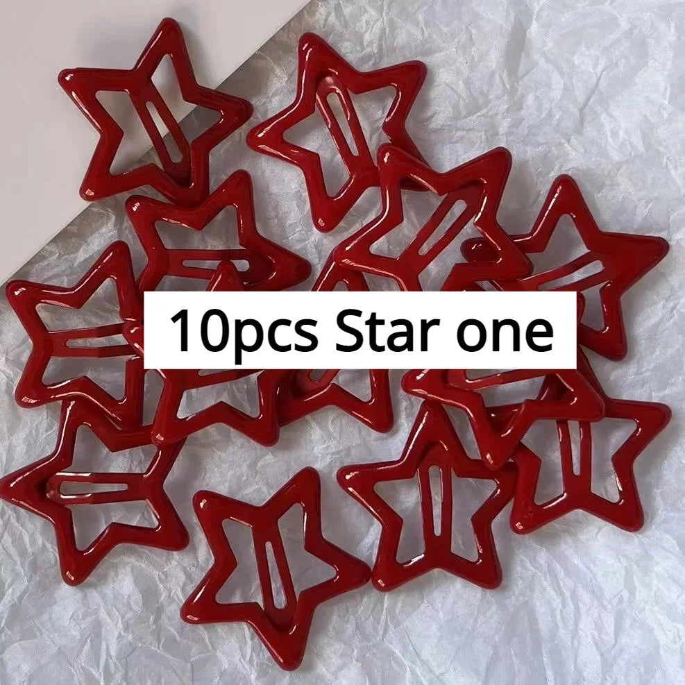 Red Star Snap Hair Clips.