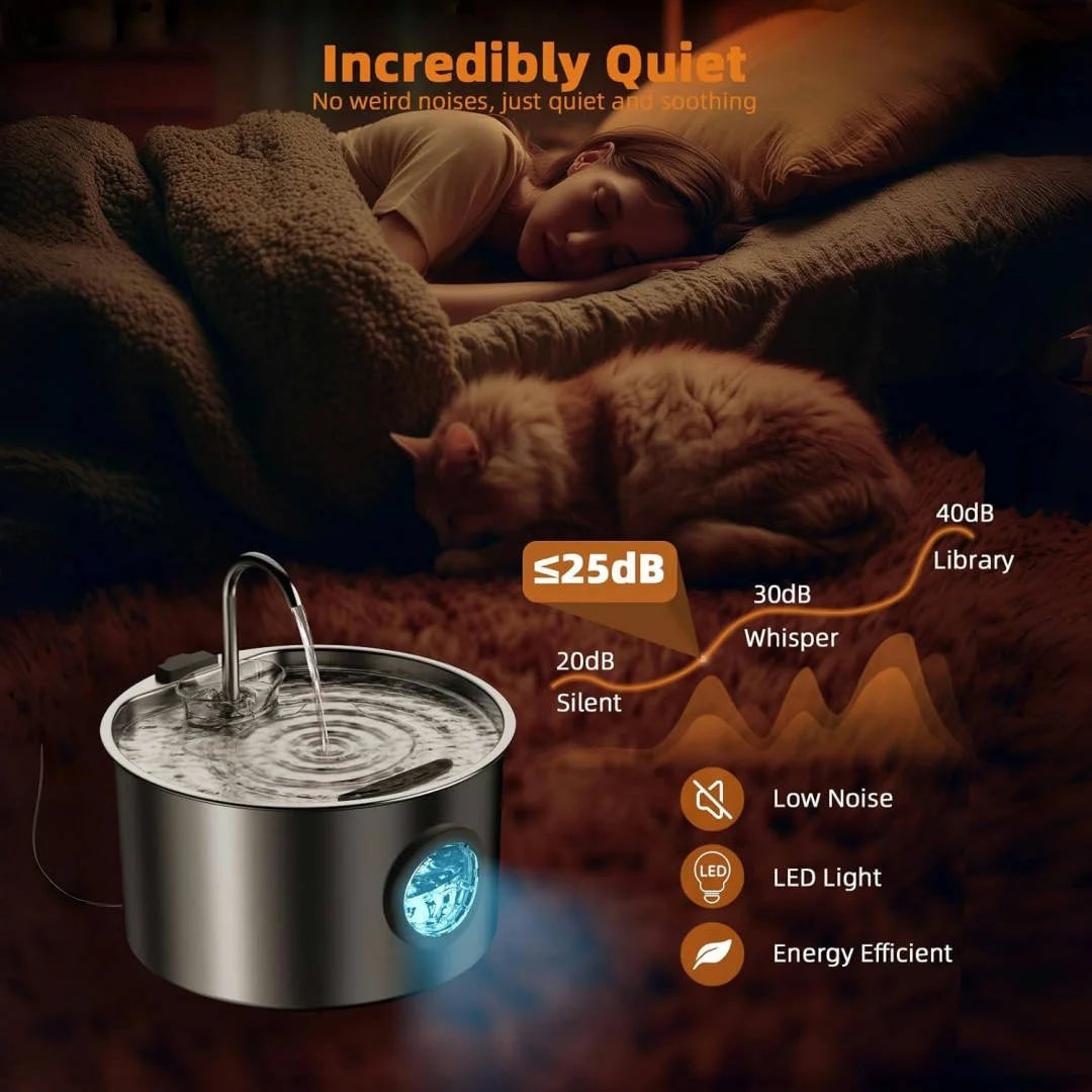 Stainless Steel Pets Water Fountain 108oz 🐱💧