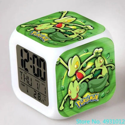 New 8x8x8cm Anime Pokemon Pikachu Electronic Alarm Clock Digital Clock Luminous Watch Color Changing Child Student Figure Gift
