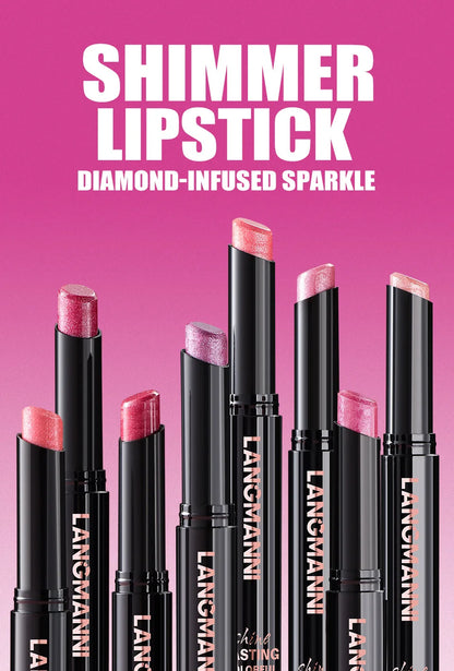 LANGMANNI 10 colors slant mouth pearlescent swivel slant mouth design lipstick single pack lipstick lasting color lip gloss