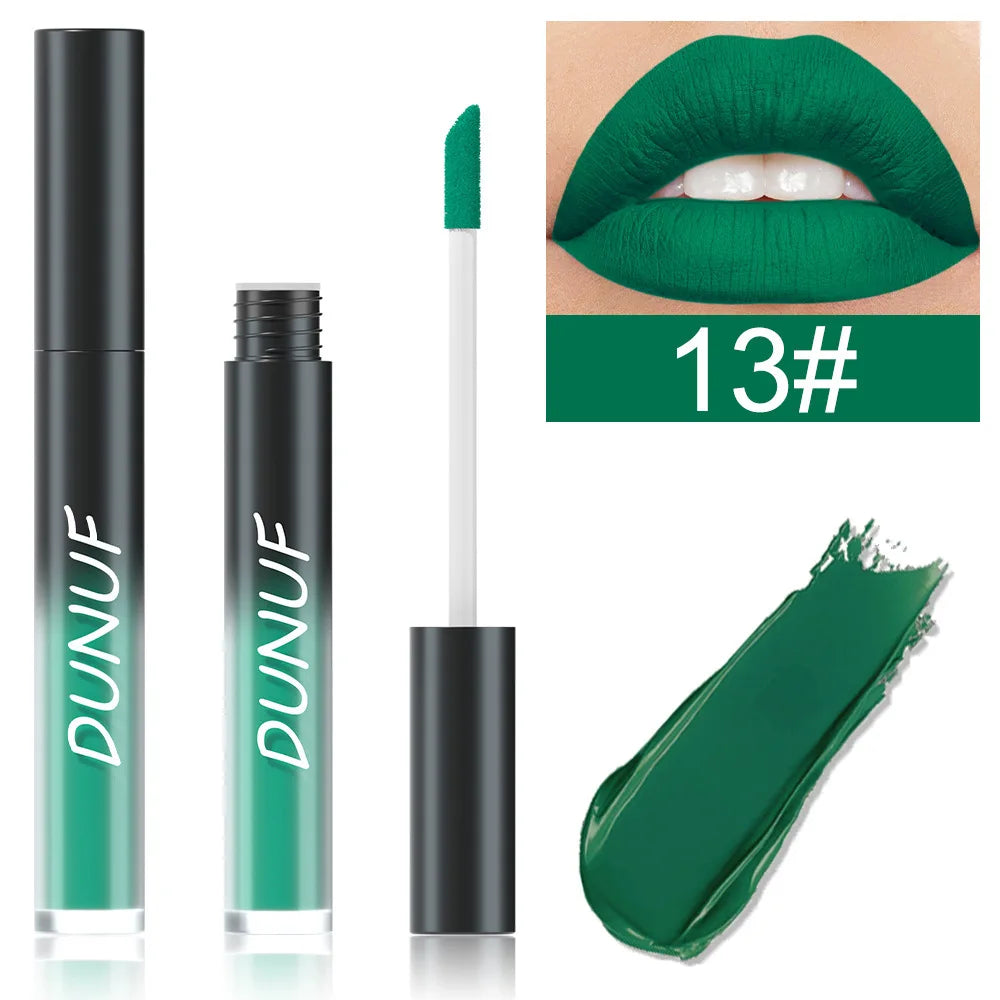 DUNUF 32 Color Matte Liquid Lipstick: Bold Pigment Non-Stick Lip Glaze