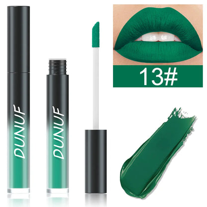 DUNUF 32 Color Matte Liquid Lipstick: Bold Pigment Non-Stick Lip Glaze