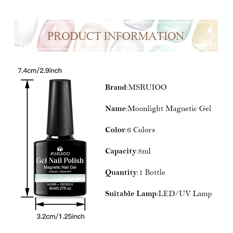MSRUIOO 8ml Moonlight Cat Magnetic Nail Gel Polish Glitter Pink Silver Semi Permanent French Style Nail Art UV/LED Gel Varnish