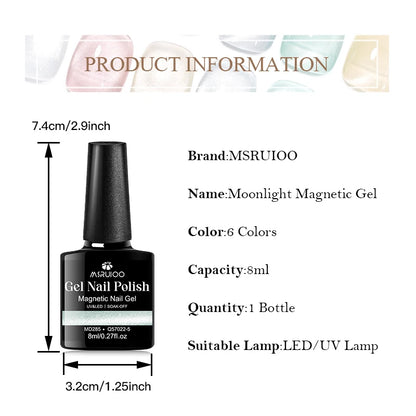 MSRUIOO 8ml Moonlight Cat Magnetic Nail Gel Polish Glitter Pink Silver Semi Permanent French Style Nail Art UV/LED Gel Varnish