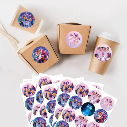 Hunters K-Pop Idol Party Favor Bags: 12-Piece Sealable Gift Bag Set with Stickers