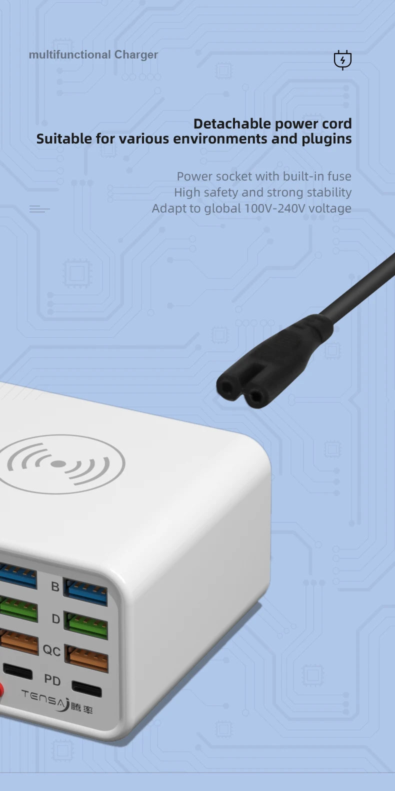 8-Port Wireless Charger Hub.