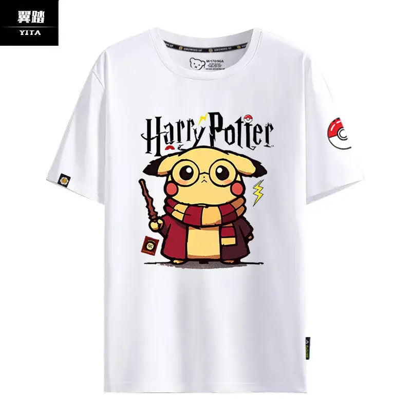 2026  Pok É Mon Pikachu Cute Short Sleeved T-shirt Made of Pure Cotton and Half Sleeved Body for Men