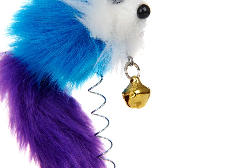 Cartoon Pet Cat Toy Stick Feather Rod Mouse Toy With Mini Bell Cat Catcher Teaser Interactive Cat Toy