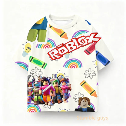 Boys Clothes Girls Kids Roblox Summer Tee Anime Game T-shirt