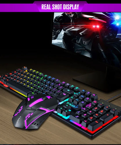 T-WOLF 4-in-1 Ultimate Gaming Combo: RGB Keyboard, Mouse, Headset & Pad