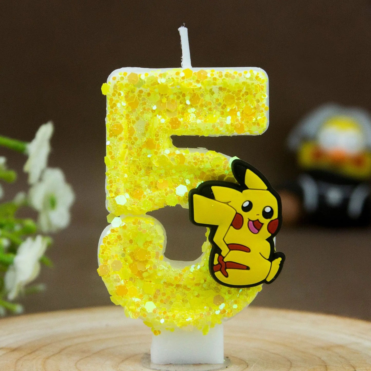 Birthday candle yellow Pikachu party cake decoration plug-in digital candle 0-9