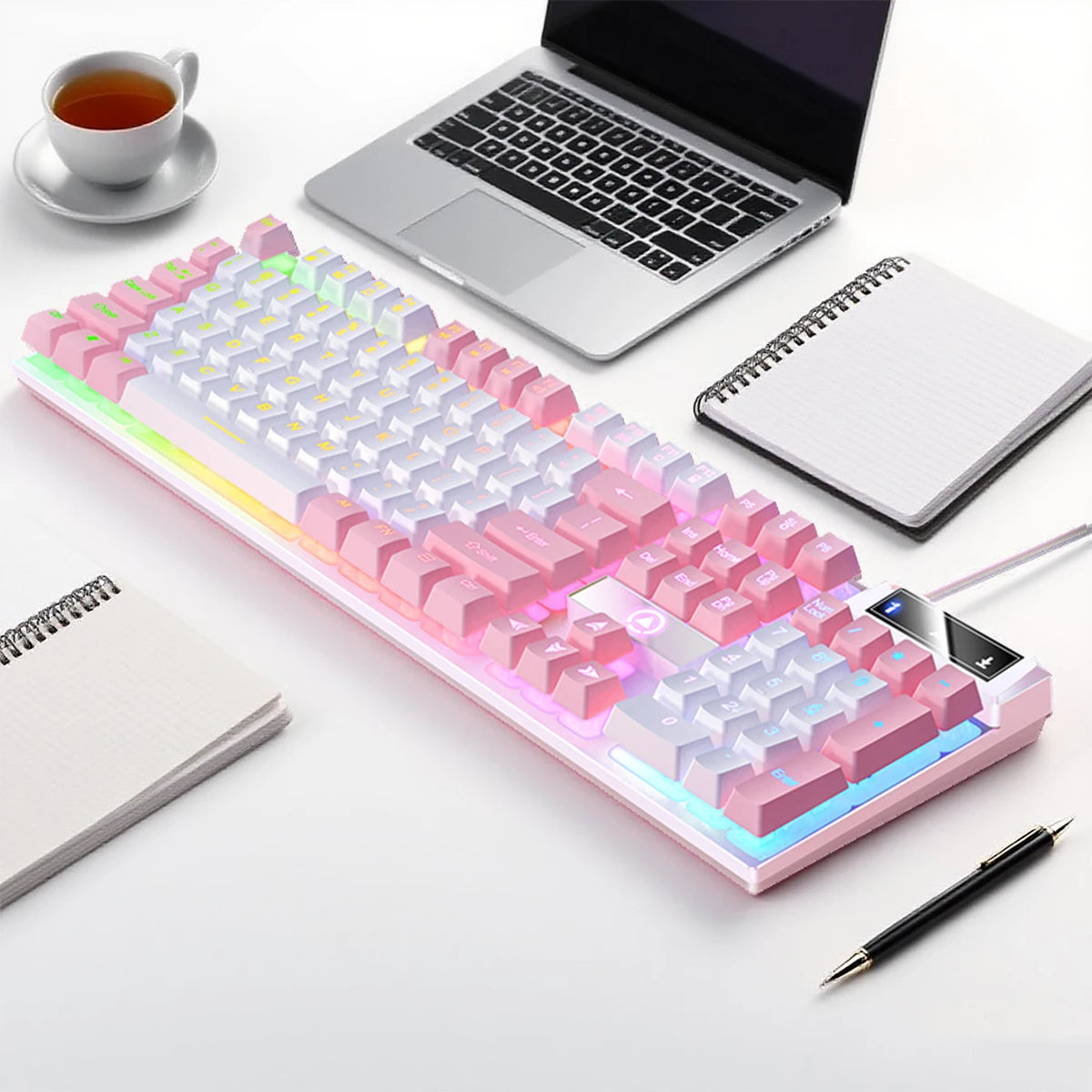YINDIAO K500 Wired  Keyboard Gaming  Laptop Desktops PC Computer Office Accessories Low Profile Gamer Keyboards With Numpad