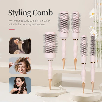 Round Blow Dry Brush Professional Curly Hair Hot Cylinder Comb Suitable for Fashionable Curly Roller Hair Styling Accessories