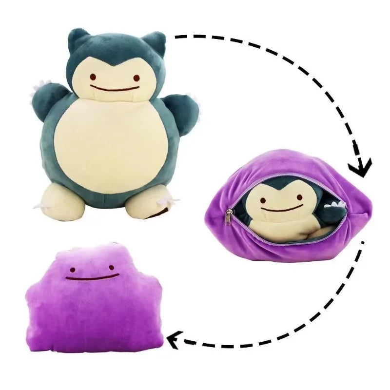 15/28cm Pokemon Ditto Snorlax Peluche Dolls Ditto Reversible Pillow Transform Snorlax Stuffed Doll Pillow Cushion Birthday Gifts